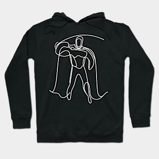 Minimalist white lines art Superhero Silhouette | Character 7 Hoodie